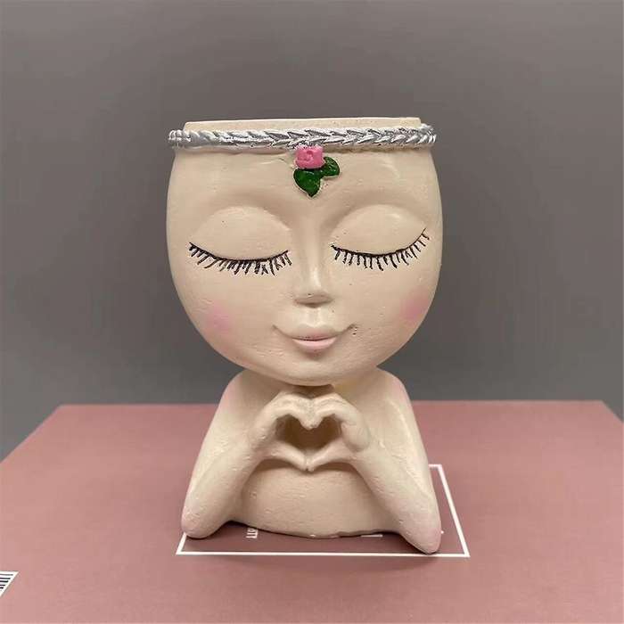 2PCS Face Planter Resin Cute Planter Decorative Unique Plant Pots Succulent Flower Face Planter Pots
