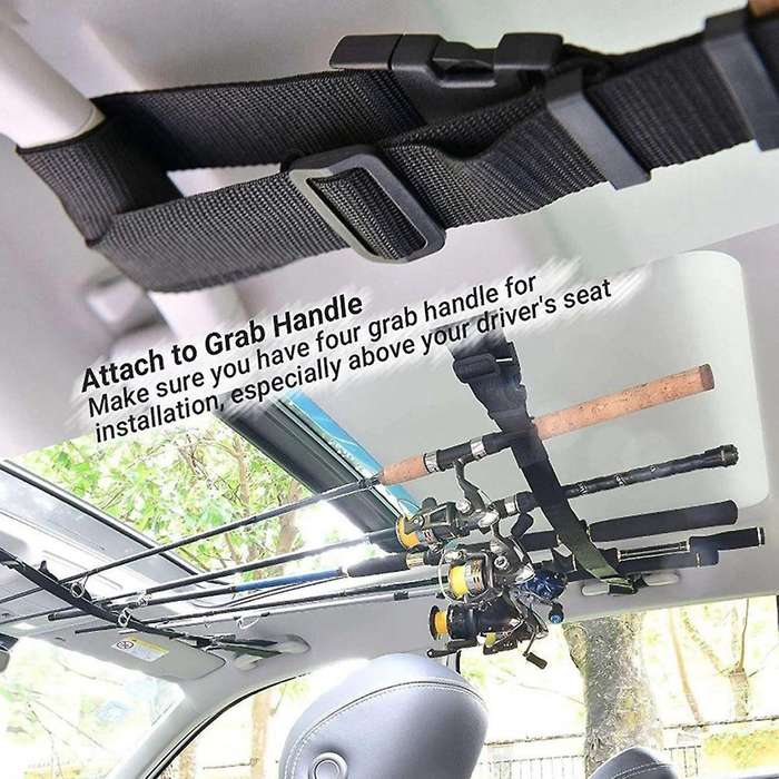 2Pcs Fishing Rod Car Bracket with Support Belt with Bracket System Fishing Car Interior Kidnapping F