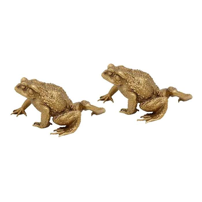 2Pcs Feng Shui Copper Pocket Money Frog Fortune Brass Toad Figurin Chinese Coin Metal Craft Home Dec