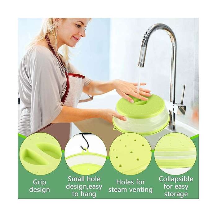 2pcs Foldable Microwave Covers with Strainer for The Microwave, Prevents Splashing,also As Vegetabl