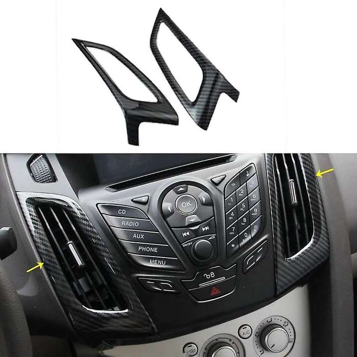 2PCS for Focus MK3 2012-2014 Carbon Fiber Color ABS Interior Dashboard Air Conditioner Vent Outer Fr