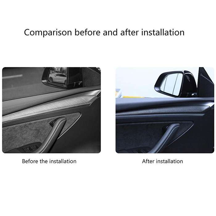 2Pcs for Model3 2021 Accessories New Car Front Door Decoration Sticker Model Y Interior Matte Abs Do