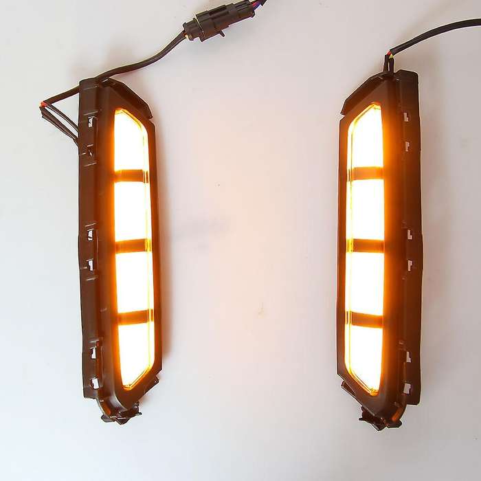 2Pcs Front Bumper LED Daytime Running Light Fog Lamp with Yellow Turn Signal Light DRL for 2019 2020