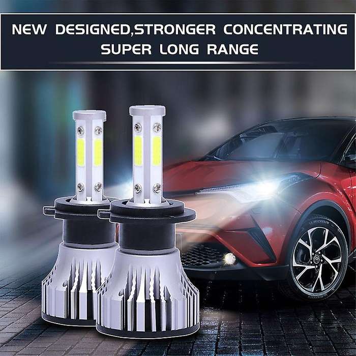 2Pcs H7 LED Headlight Bulbs Conversion Kit Car Headlamp 20000LM 6500K 100W Cool White Hi/Lo Beam 4 S