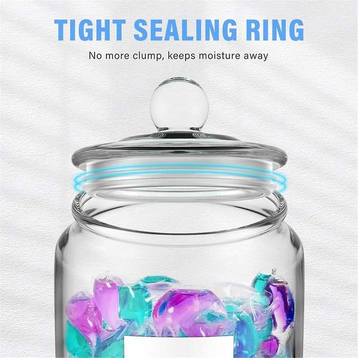 2pcs Half Gallon Glass Jars with Airtight Lids for Laundry Detergent, , Flour, (67 Oz), 24 Labels
