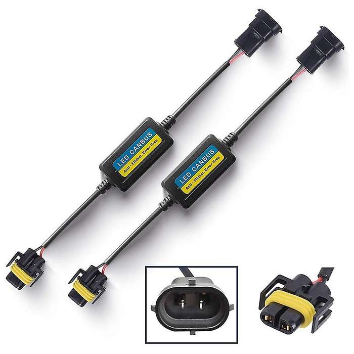 2Pcs H8 H9 H11 LED Conversion Kit Headlight Canbus Error Free Anti Flicker Capacitors Resistor Wirin