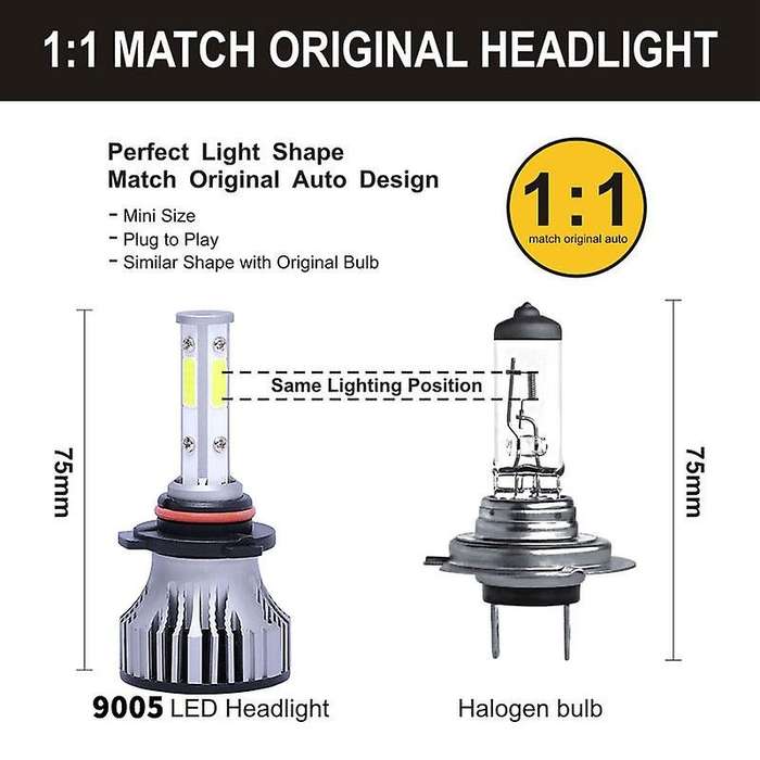 2Pcs HB3 9005 LED Headlight Bulbs Conversion Kit Car Headlamp 20000LM 6500K 100W Cool White Hi/Lo Be