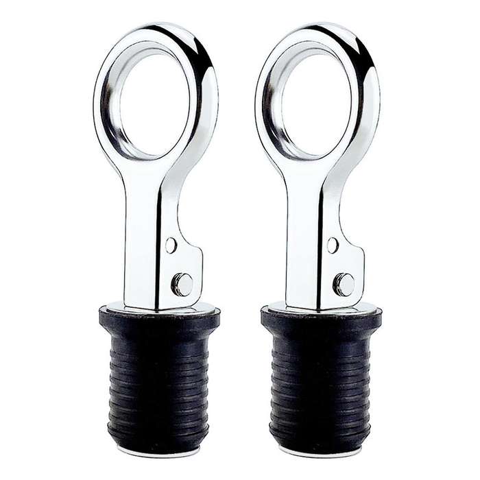 2Pcs Handle Rubber Drain Plug Snap Tight Flip Style Hull Livewell Bilge Transom Seawall Marine Boat