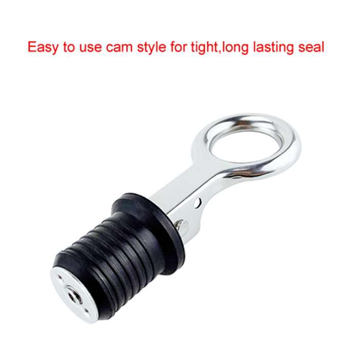 2Pcs Handle Rubber Drain Plug Snap Tight Flip Style Hull Livewell Bilge Transom Seawall Marine Boat