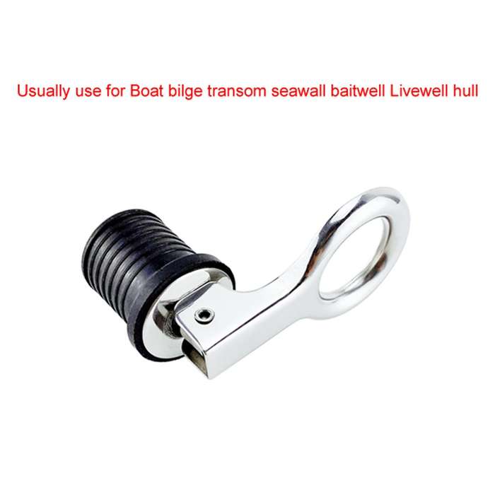 2Pcs Handle Rubber Drain Plug Snap Tight Flip Style Hull Livewell Bilge Transom Seawall Marine Boat