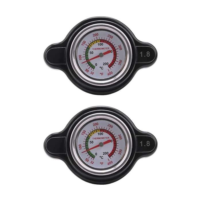 2pcs High Pressure Radiator Cap with Temperature Gauge 1.8 Bar Radiator Cap 25.6Psi for