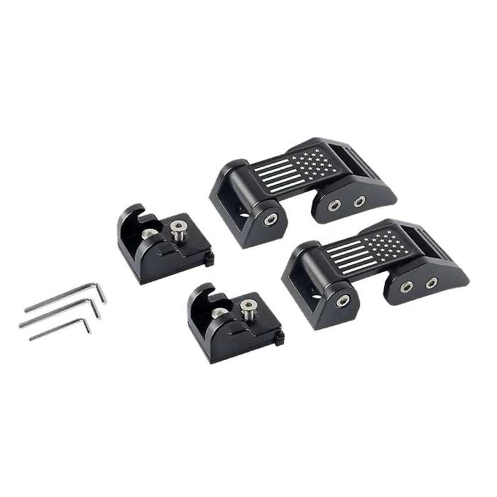 2PCS Hood Latches Catch Kit with U.S. Flag Style Black Aluminum for Wrangler JK JKU 2007-2018