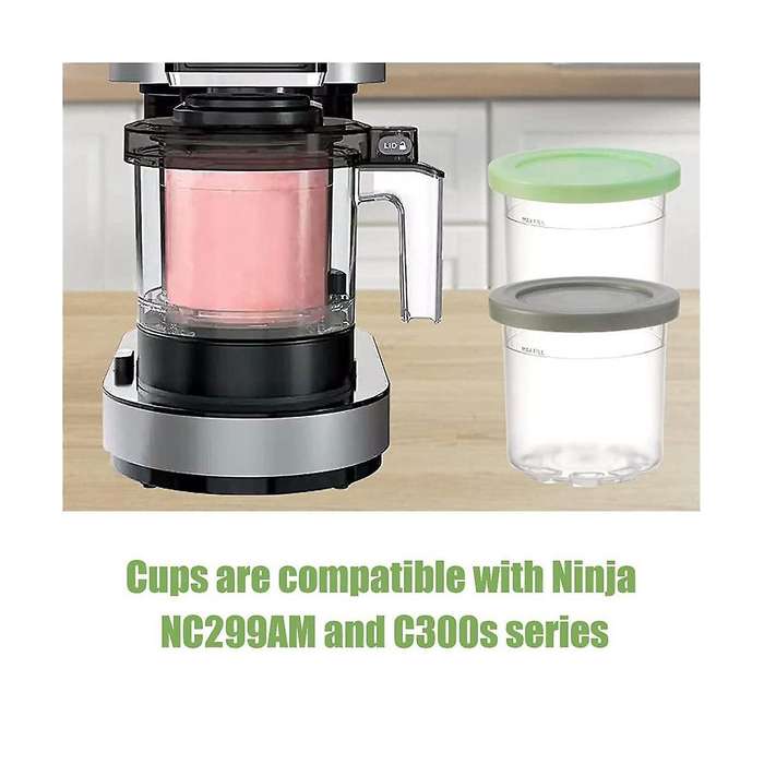 2pcs Ice Cream Pints for Ninja Cn301co Series Creami Pints Leak-proof Dessert Gelato Sorbet Homemad