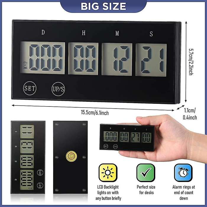2Pcs LED Countdown Clock Digital Timer 999 Days Retirement Reusable Clock Battery Operated Vacation