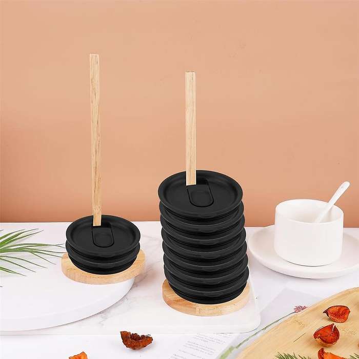2pcs Lid Organizers, Space-saving Design Detachable Cup Lid Organizer Wooden Lid Storage Rack Stand