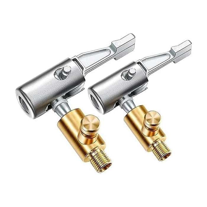 2pcs Lock On Air Chuck Tire Inflator,metal Locking Tire Air Chuck with Air Release Valve,8mm Standa
