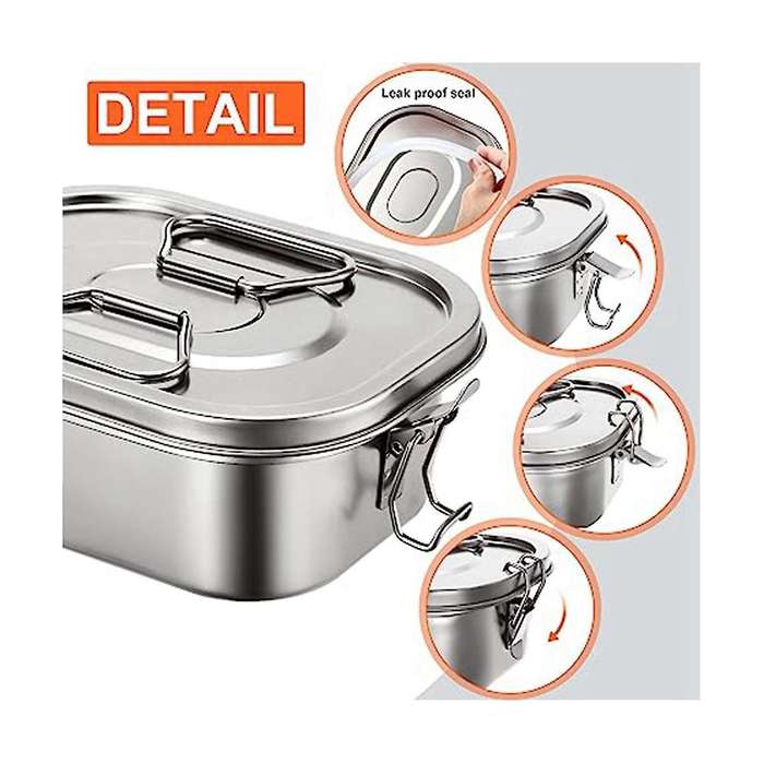 2pcs Lunch Box Stainless Steel Lunch Box Kids Adult Double Wall Metal Lunch Box Container with Airt
