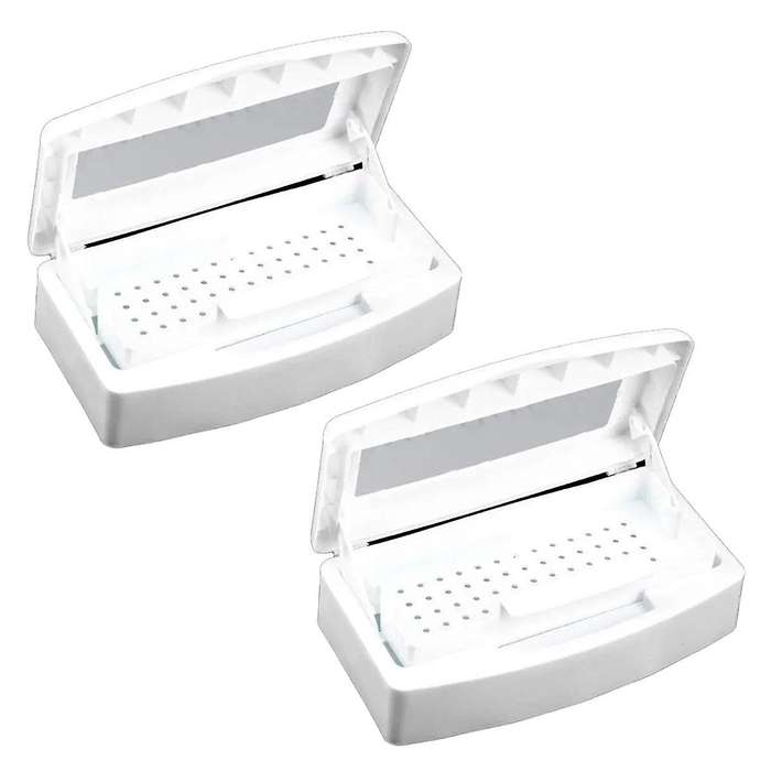 2PCS Manicure Tool Disinfection Box Hygienic Portable Alcohol Disinfection Filter Cleaning Box Clea