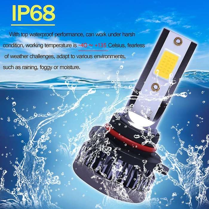 2Pcs Mini LED Headlight Bulbs Conversion Kit FOG Driving Light Hi-Low Lamps DRL 3000K Yellow-Plug an