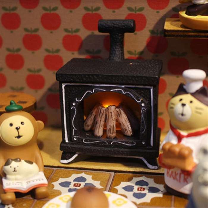2PCS Miniature Simulation Mini Illuminated Fireplace Model DIY Accessories
