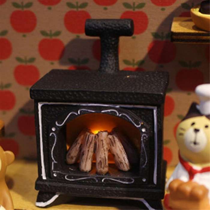 2PCS Miniature Simulation Mini Illuminated Fireplace Model DIY Accessories