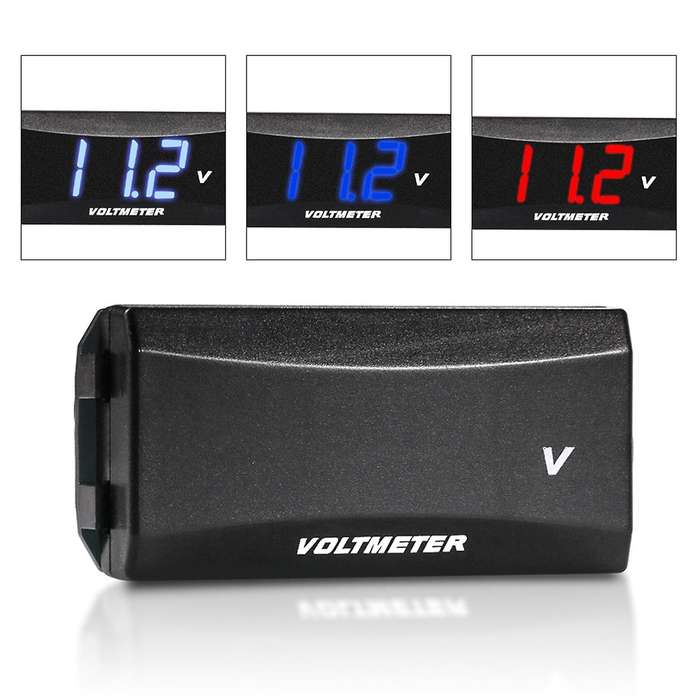 2Pcs Motorcycle Mini LED Display Digital Voltmeter Meter Voltage Tester Reverse Connection Protectio