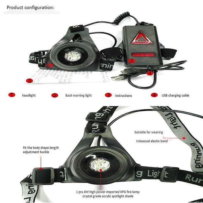 2Pcs Outdoor Sport Running Lights LED Night Cycling Flashlight Warning Bike Light USB Chest Lamp Wal