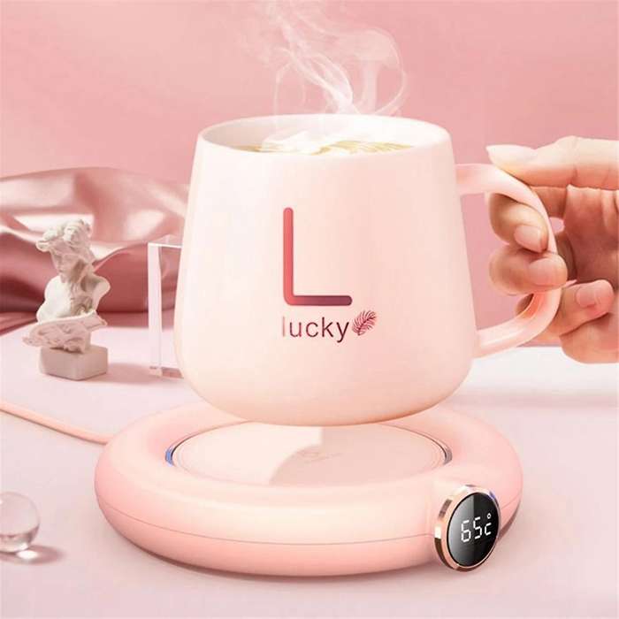 2pcs Porcelain Mugs Intelligent Heating Cup Mat Constant Temperature Coffee Cup Mat Usb Thermal Insu
