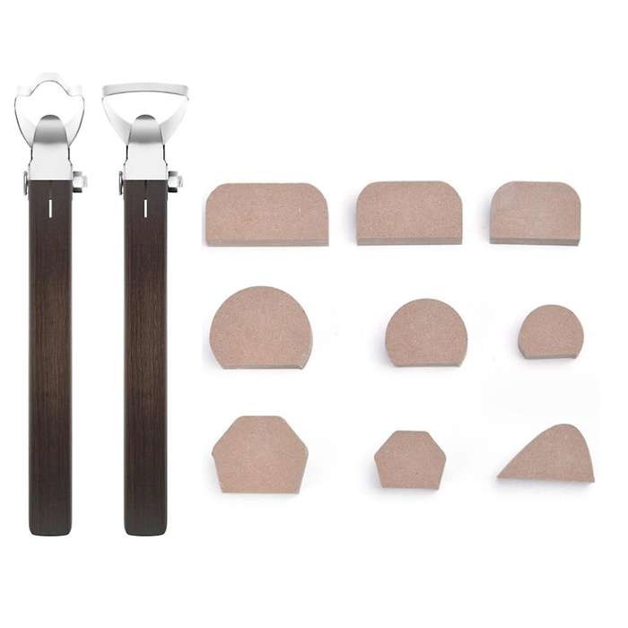 2pcs Pottery Carving Tools Sculpture ,9 Pcs Mug Handle Forms , Pottery Clay Extruder Tool Handle Sha