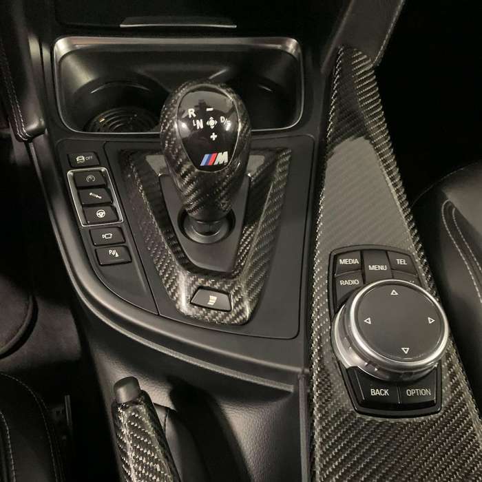 2Pcs Real Carbon Fiber Gear Shift Knob Handle Cover Panel Trim Left for M2 F87 M3 F80 F82 M5 F10 F85