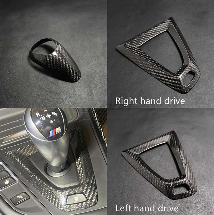 2Pcs Real Carbon Fiber Gear Shift Knob Handle Cover Panel Trim Left for M2 F87 M3 F80 F82 M5 F10 F85