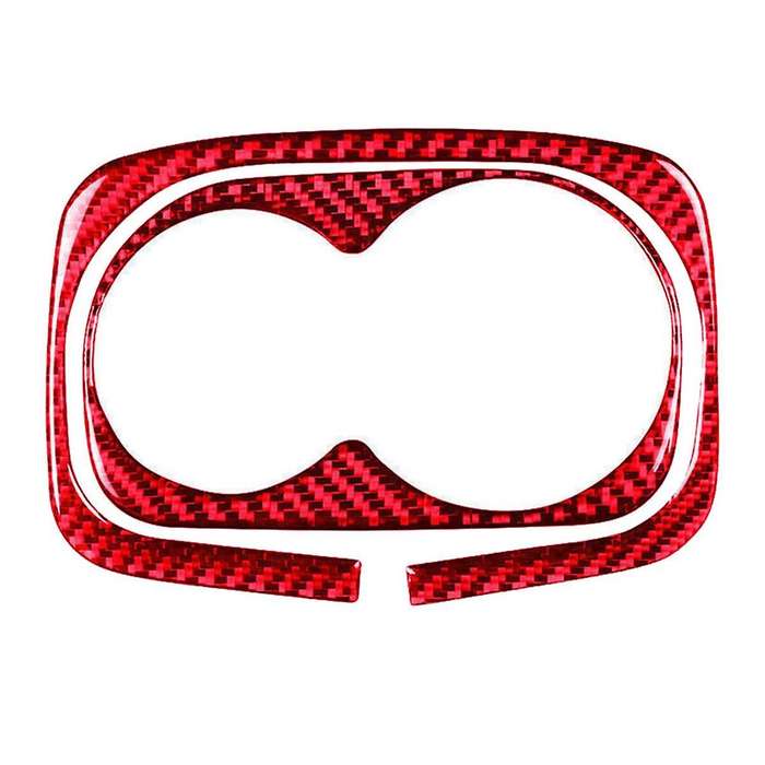 2pcs Red Carbon Fiber Rear Water Cup Holder Cover Trim for 2006-2011