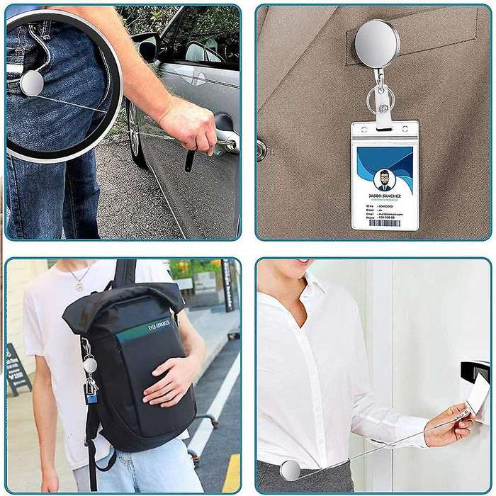 2pcs Retractable Pull Key Ring Id Lanyard Name Tag Card Holder Reel Belt Clip