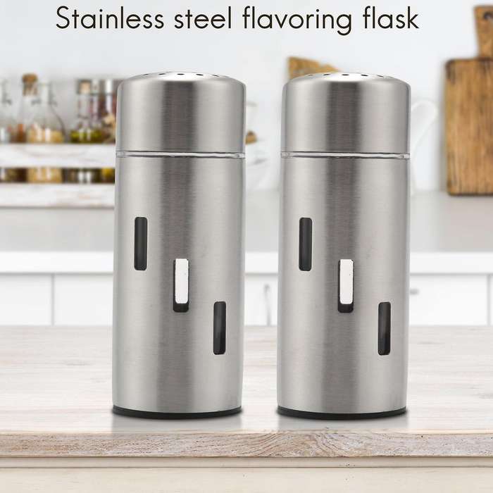 2pcs Salt and Pepper Shakers, Stainless Steel Shaker, Shaker Sifter for Salt Sugar Pepper Cinnamon