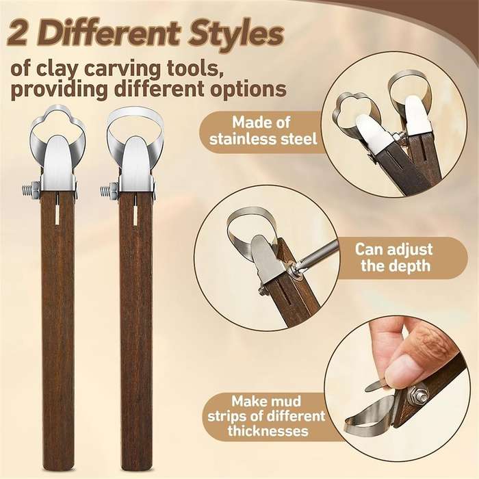 2Pcs Sculpture Scraper Pottery Carving Tool Pottery Cup Tool Clay Extruder Tool Teacup Mug Handle Cl