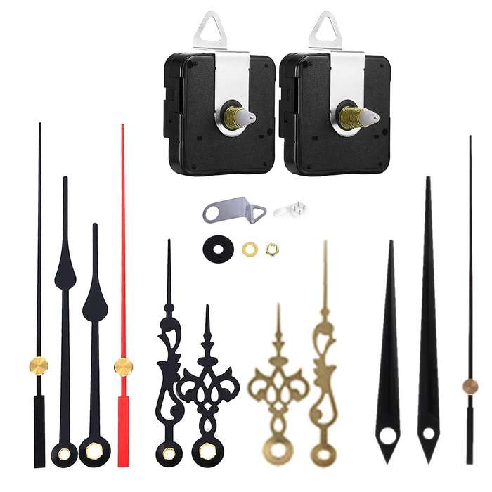 2Pcs Silent Sweep Quartz Clock Motor Kit Movement Mechanism with 4 Pairs of Clock Parts Repair Repl