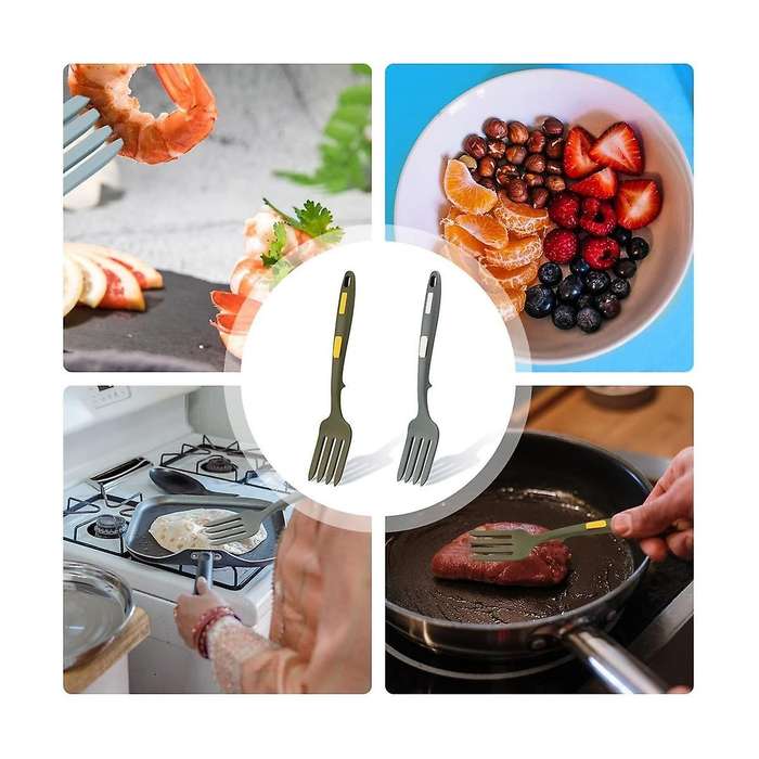2pcs Silicone Flexible Forks, Silicone Cooking Fork Heat Resistant, Multifunctional Blending Fork F