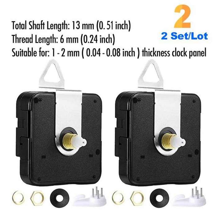 2Pcs Silent DIY Quartz Wall Clock Movement Mechanism Kit for Repair Parts Replacement Home Decor Tim