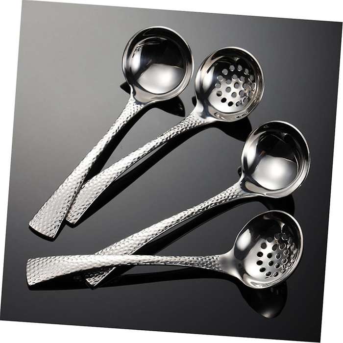 2pcs Soup Ladles Filtering Ladle Soup Colander Strainer Scoop Soup Spoon Serving Spoons Skimmer Cook