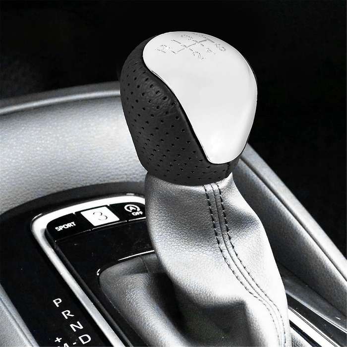 2pcs Sport Perforated Leather Gear Knob Chrome 6-speed for I30 Ix35