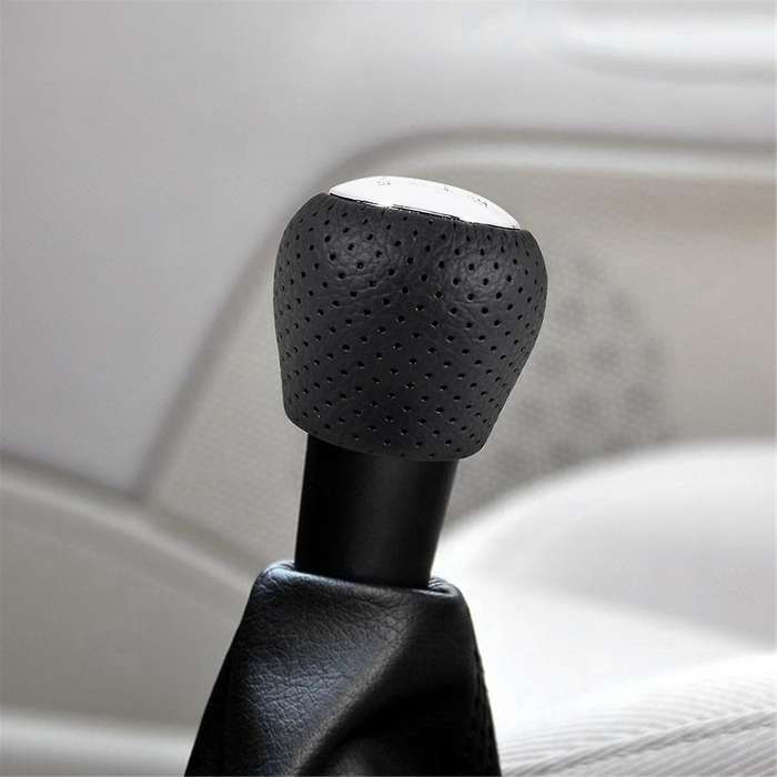 2pcs Sport Perforated Leather Gear Knob Chrome 6-speed for I30 Ix35