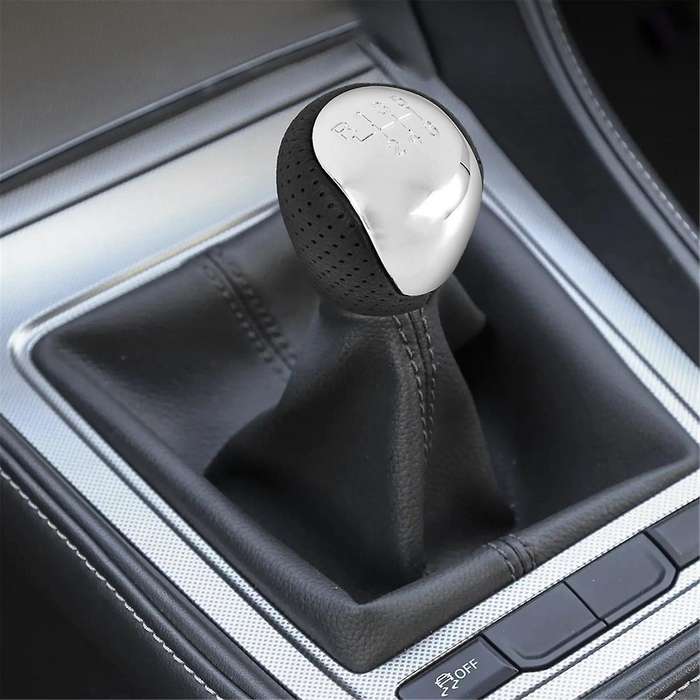 2pcs Sport Perforated Leather Gear Knob Chrome 6-speed for I30 Ix35