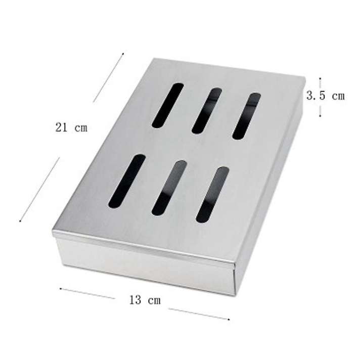 2Pcs Stainless Steel Cold Smoke Box BBQ Grill Accessories Wooden Chips Square Smoker Generator Box