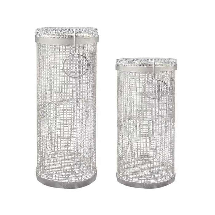2pcs Stainless Steel Barbecue Cooking Grill Grate Outdoor Camping Bbq Drum Grilling Basket Campfire