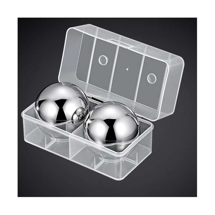 2pcs Stainless Steel Ice Cubes Quick-freeze Ice Balls Whiskey Round Kitchen Bar Utensils