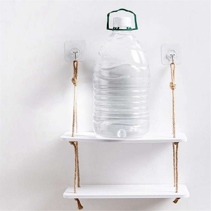 2PCS Storage Rack Decorative Wall Shelf Wall Hook Wooden Shelf Kitchen Storage Organization Storage