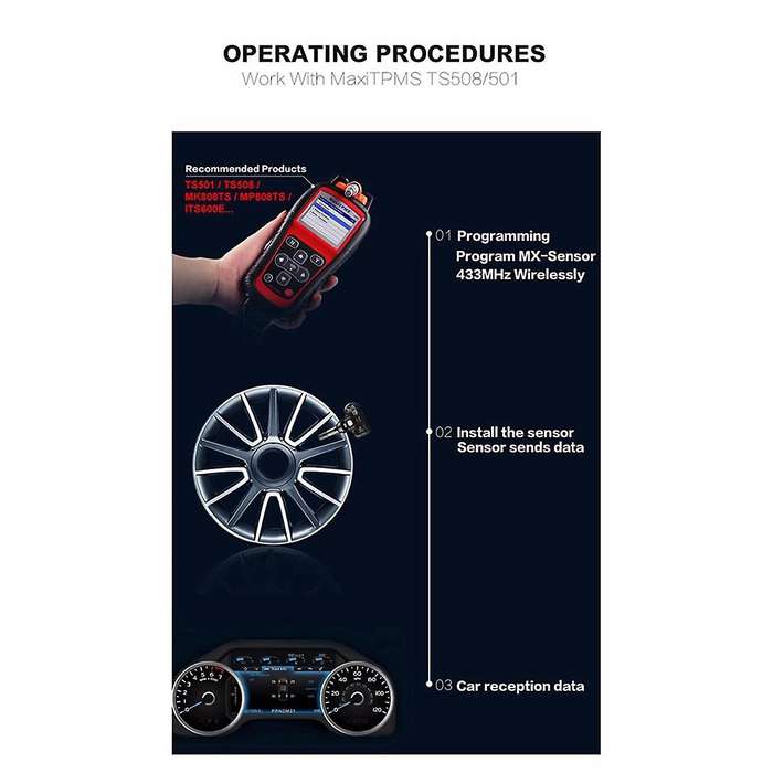 2Pcs Tire Pressure Sensor Programming for TS408 TS508 ITS600 433MHz 315MHZ MX-Sensor Universal 2-in-