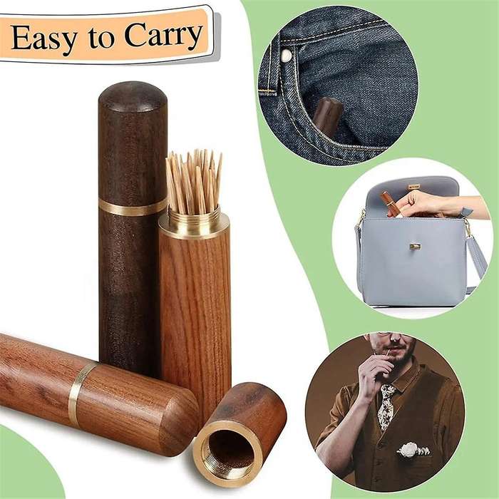 2Pcs Toothpick Bucket Wood Toothpick Holder Bucket Toothpick Container Mini Storage Box Handmade Gif