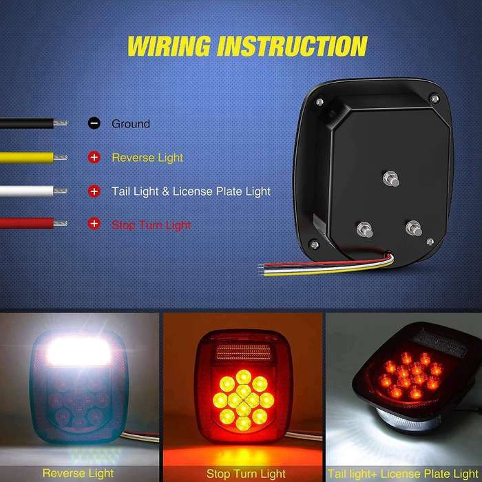 2PCS Truck Tail Light 12V 39 LED Trailer Brake Light LED Signal Light for Truck, Trailer, Boat, , SU