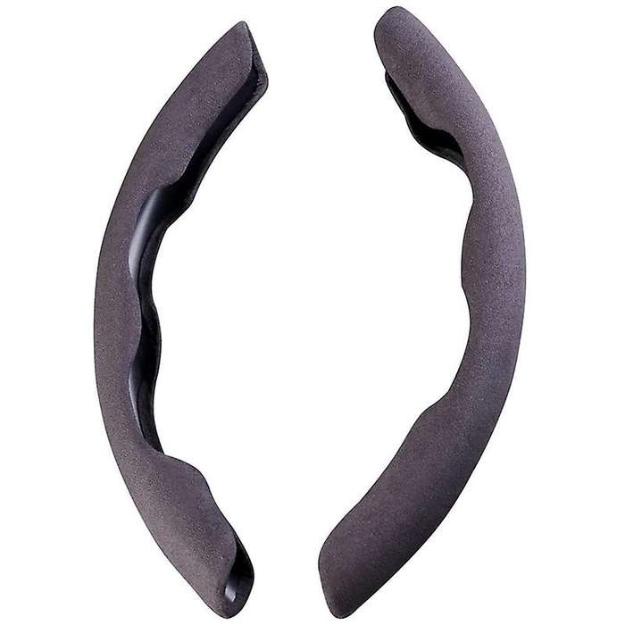 2PCS Universal Auto Car Steering Wheel Cover Suede Anti- Decorative Protection for Etc, Black